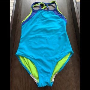 Speedo Girls' Crossback Splice One Piece Swimsuit